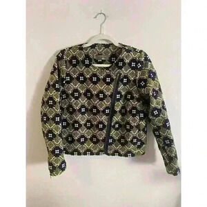 Cotélac Quilt Jacket Zip Up‎ Blue Green Pattern Size 0